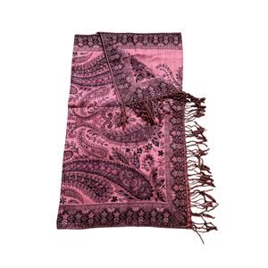 Boho Tasseled Paisley Pink Pashmina Scarf Gypsy Festival Fairy Long Layers Large